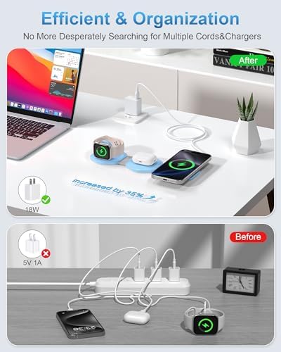 Ultimate 3-in-1 Magnetic Wireless Charging Station for Apple Devices – Foldable Travel Charger for i Phone 16/15/14/13/12 Pro Max, Apple Watch & Air Pods – Fast, Efficient, and Stylish Power Solution for On-the-Go Charging