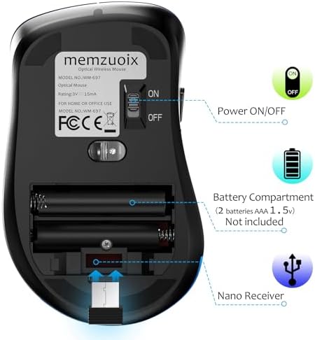 Upgrade Your Workflow with the Memzuoix 2.4 G Wireless Mouse – Ergonomic and Portable 1400 DPI USB Mouse for Laptop, PC & Desktop | 5 Customizable Buttons for Ultimate Control | Ideal for Professionals and Casual Users Alike