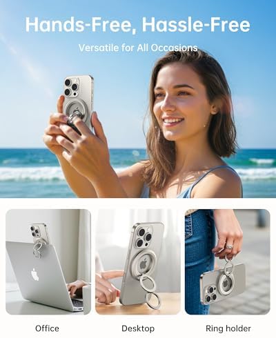 Syncwire Magnetic Phone Ring Holder – Titanium Alloy Kickstand for i Phone 12-16 Pro Max & Compatible Android Devices – Ergonomic Design, Enhanced Mag Safe Stability, Lightweight Grip for Ultimate Hands-Free Convenience