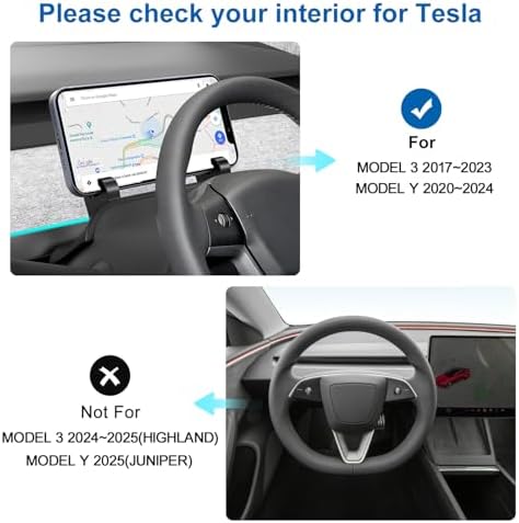 Silicone Phone Mount for Tesla Model Y (2020-2024) & Model 3 (2017-2023) – Premium Car Interior Accessory for Secure Smartphone Support Behind Steering Wheel – Easy-to-Clean, Non-Slip Design for Enhanced Driving Convenience and Safety