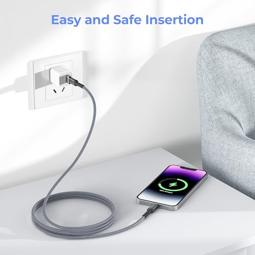 10-Foot Elebase USB C to Lightning Charging Cable for i Phone 14, 13 & More – Fast Power Delivery with USB A Adapter – Enhanced Flexibility for Seamless Device Connectivity – Durable 20 W Quick Charge Cord for i Pad 8 th & 9 th Gen, Apple Models XS, XR, X, 8, 7, 6, SE – Perfect for On-the-Go Charging and Syncing