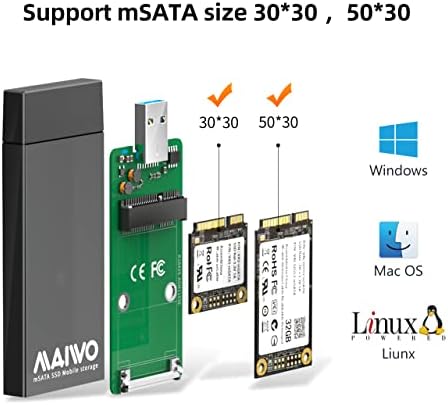 MAIWO m SATA SSD Enclosure: High-Speed USB 3.0 Adapter for Effortless 2 TB Data Access – Cable-Free, Portable Storage Solution with Enhanced Compatibility for Windows & Mac