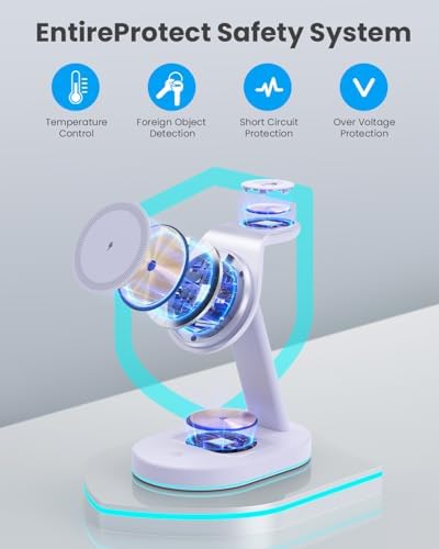 Ultimate 3-in-1 Wireless Charging Station for i Phone, Apple Watch, and Air Pods – Qi2 Certified 15 W Magnetic Charger with 30 W USB-C Adapter & Integrated Night Light – Streamlined Design for i Phone 16/15/14/13/12 – Superior Speed and Enhanced Compatibility for Modern Tech Users