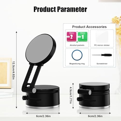 OneNine Upgraded Vacuum Magnetic Car Phones Holder, Vacuum Suction Magnetic Phones Holder, Suction Cup Mount for MagSafe Cell Phone Holders, Hands-Free Cell Phone Holder for Car, Gym, Mirrors – Enhanced Compatibility and Speed