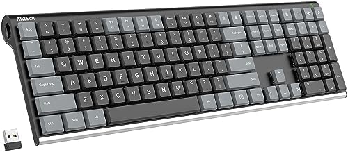 Experience Unmatched Typing with the Arteck Wireless Mechanical Keyboard – Quiet Brown Switches & Rechargeable Battery for a Clutter-Free Workspace on PC, Laptop, or TV – Sleek Low-Profile Stainless Steel Design for Windows 11/10 Users