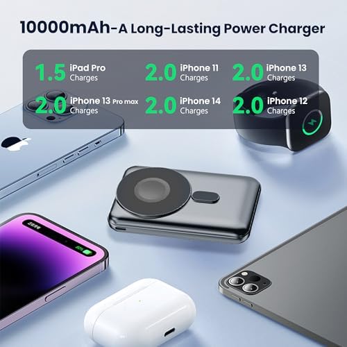 Sleek Pink Wireless Power Bank – 10,000 m Ah Magnetic Charger with PD 15 W Fast Charging, Lightning & USB-C Compatibility for i Phone 16 Pro Max/15/14 Series & Android Devices – Ultimate Portability & Enhanced Charging Speed