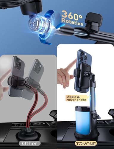 Innovative Adjustable Aluminum Car Cup Phone Holder Mount – Universal Smartphone Stand for 4.0-7.0 Inch Devices | Enhance Driving Safety with Custom Height & Angle Adjustments | Effortlessly Fits in Trucks, SUVs & Cars | Perfect for i Phone, Samsung & More