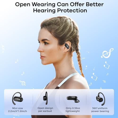 Mivo Open Ear Wireless Earbuds – Featherlight Comfort with 16.2 mm Dynamic Drivers, Advanced ENC Noise Cancellation & IPX7 Waterproof Rating for Fitness Enthusiasts, Effortless Device Pairing for Superior Audio Performance