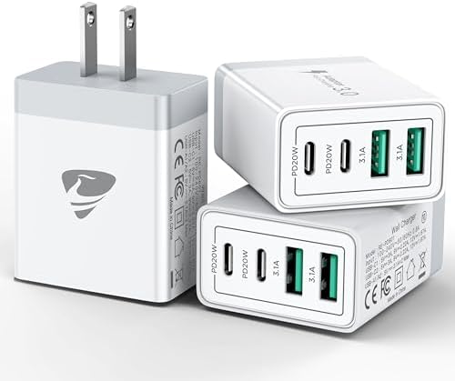 Aiminu 40 W 4-Port USB C Wall Charger Block 3-Pack – Efficient PD Fast Charging Solution for i Phone 15/14/13/12/11/Pro Max, i Pad & Android Devices – Ideal for Home, Travel, and Multi-Device Power Needs