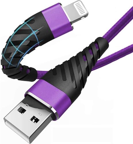 Cyven Smart 3-Pack 6 Ft MFi Certified Lightning Cables – Fast Charging USB A to Lightning Cords for i Phone 14/13/12/11/XS/XR/X/8/7/6/5/SE Plus Pro Max Mini – Durable Red Design for Ultimate Flexibility and Speed