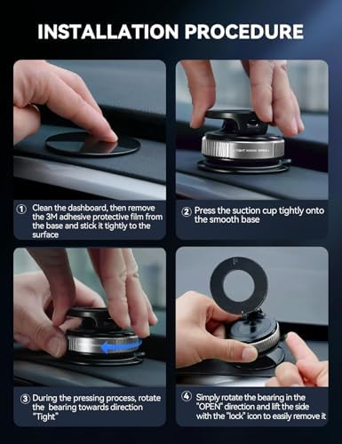 JOYROOM Magsafe Suction Cup Phone Mount, Vacuum Magnetic Phone Holder for Car, 360° Metal Strut Magsafe Car Mount for iPhone 16 Pro Max Plus/iPhone 15 14 13 12 & Android Magsafe Case, Dark Blue – Enhanced Compatibility and Speed