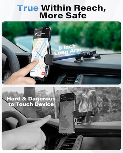 Ultimate 14-Inch Gooseneck Car Phone Mount Holder with Industrial-Strength Suction for Windshield Stability – Hands-Free Universal Cell Phone Holder Compatible with i Phones and Androids for Safe Navigation and Entertainment