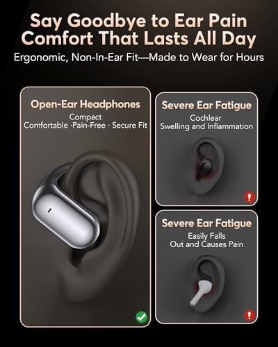 EUQQ Ultra Open-Ear Bluetooth Earbuds – Cutting-Edge Bone Conduction Headphones for Dynamic Sports Performance, Waterproof & Ergonomically Designed for Secure Over-Ear Comfort in Sleek Carbon Black – Ideal for Active Lifestyles and Outdoor Enthusiasts