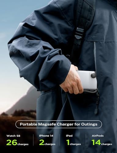 LISEN Mag Safe Wireless Power Bank – 10,000 m Ah Fast Charging Portable Charger for i Phone 16, 15, 14 Pro Plus & Apple Watch – Sleek Design with Built-in Cable, 22.5 W Rapid Charging, Enhanced Compatibility for Seamless On-the-Go Power Solutions