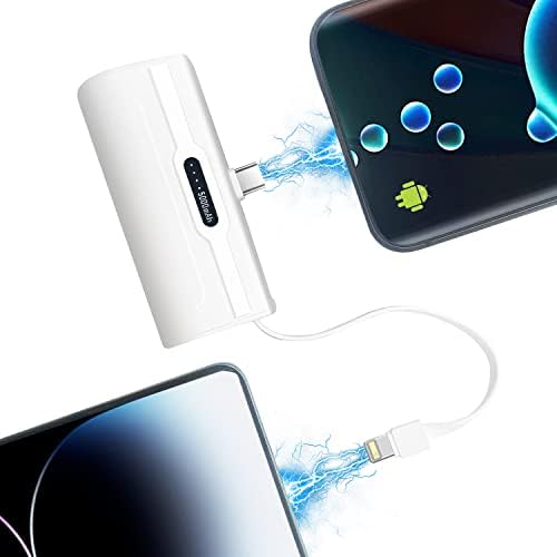 Compact 4800 m Ah Mini Power Bank Charger for USB-C and i Phone – Fast Charging, Direct Plugin Design for On-the-Go Power, Stylish White Color for All Users – Perfect for Students, Professionals, and Travelers