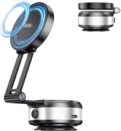 Revolutionary Magnetic Car Phone Holder – Adjustable Vacuum Suction Mount for i Phone 12-16 – Enhanced Stability on Smooth Surfaces – Foldable Design for Optimal Viewing – Hands-Free Navigation & Communication Solution – Durable Lightweight Construction for Everyday Use – Effortless Attachment with Electric Magnetic Technology – Perfect for Mirror, Glass, and Screen Surfaces – Elevate Your Driving Safety with This Essential Accessory