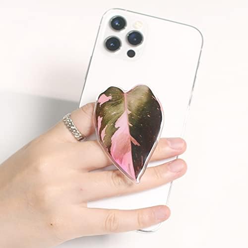 Tropical Leaf Mag Safe-Compatible Collapsible Phone Grip Stand – Chic Acrylic Smartphone Accessory for Optimal Stability and Comfort, Ideal for Hands-Free Viewing and On-the-Go Convenience (Crystallinum Dark)