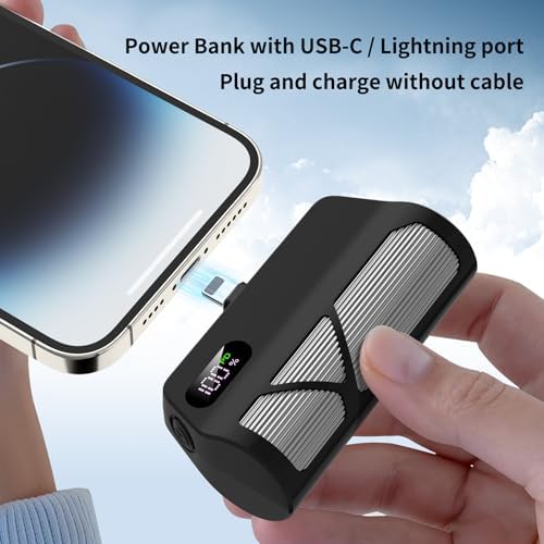 Sleek 5000 m Ah Portable Power Bank – Dual Port Fast Charging for Type-C & Apple Devices with Integrated Cables, Perfect Travel Companion for On-the-Go Charging – Lightweight Design for Effortless Mobility and Maximum Convenience