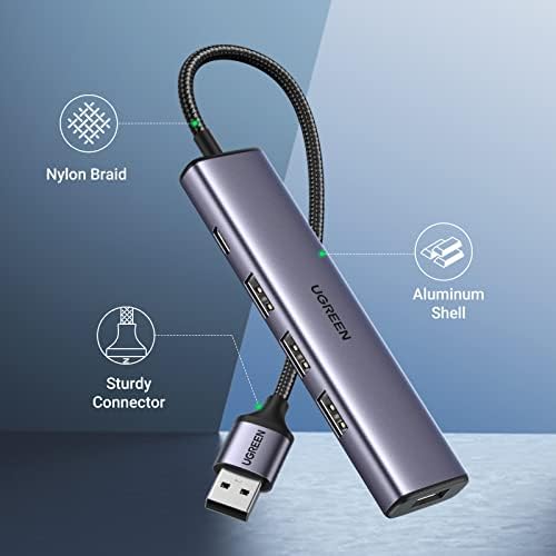 Ultra-Slim UGREEN USB 3.0 Hub with 4 Ports – Premium Aluminum Multiport Adapter for Mac Book, i Mac, and PC – High-Speed Data Transfer Up to 5 Gbps – Effortless Plug and Play Connectivity for Enhanced Productivity and Seamless Device Compatibility