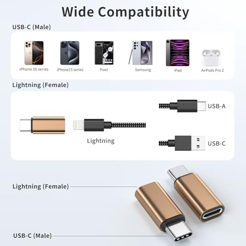 Premium 4-Pack Lightning to USB C Adapters for i Phone 15/16 and Galaxy S24 – Fast Charging & Data Sync Solutions for Seamless Connectivity, Compact Design, and Enhanced Durability – Essential Accessory for Modern Devices