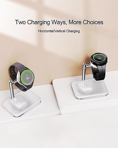 Versatile 2-in-1 Samsung Charger Stand for Galaxy Watch & Earbuds – Compact Foldable Dock with Rapid Charging for Galaxy Watch 7/6 Classic/5/5 Pro/4/3 & Galaxy Buds 2/2 Pro/Live – Ultimate Convenience for Multi-Device Users