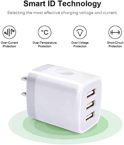 Sicodo 3-Pack USB Wall Charger Adapter – Universal 3.1 A Multi-Port Fast Charging Block for i Phone 16/15/14/13/12 SE/11 Pro, Samsung Galaxy S24/S23/S22/S21 Ultra, and Google Devices – Compact Travel Charger for On-the-Go Power Solutions