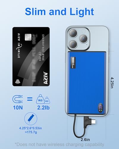 Ultra-Slim 10000 m Ah Magnetic Portable Charger for i Phone 15/14/13/12 Pro Max – Lightning-Fast USB-C PD 20 W Power Bank in Stylish Blue – The Ultimate On-the-Go Charging Solution for Maximum Compatibility and Convenience