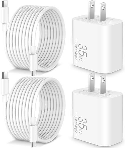 Ultimate 10 FT i Phone 16 Pro Max Charger Bundle: High-Speed 35 W USB-C Wall Adapter with Extra Long Cables for Unmatched Convenience – Perfectly Compatible with i Pad Pro and Google Pixel 9/8/7 for Enhanced Charging Performance