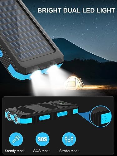 Ultimate 38800 m Ah Waterproof Solar Power Bank – High-Capacity Outdoor Charger with Dual USB-C Ports & Integrated LED Flashlights for i Phone, Samsung, i Pad – Perfect for Camping, Hiking, and Outdoor Adventures