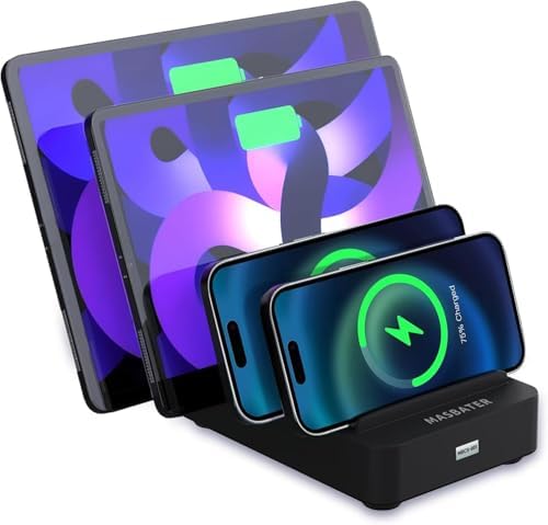 Versatile 4-Port USB Charging Station for Multiple Devices – Compact and Stylish Organizer Dock in Vibrant Purple, Ideal for Cell Phones, i Pads, and Kindle Tablets with Smart Charging Technology for Fast and Safe Power Delivery