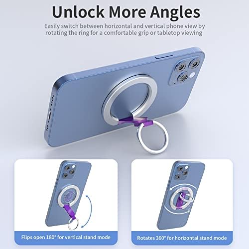 Magnetic 2-in-1 Phone Grip & Kickstand – Rapid X Snapo for i Phone 12-15 Series – Lightweight Aluminum Holder with 360° Flexibility and Enhanced Compatibility – Perfect for Hands-Free Viewing in Multiple Colors
