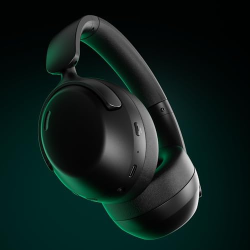 Experience Superior Audio with LORELEI QC30 Wireless Over-Ear Headphones – 60-Hour Battery Life, Advanced Hybrid Active Noise Cancellation, Bluetooth 5.4 Technology, and Rich Deep Bass for Unmatched Sound Quality in Stylish Space Black Finish Perfect for Audiophiles and Travelers.