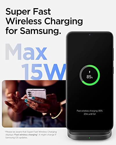 Spigen Qi Flex True 15 W Super Fast Wireless Charger Stand & Pad for Samsung Galaxy S Series – Effortless & Stylish Charging Solution for Galaxy S25 Ultra, S25 Plus, S24, Z Fold, Flip 5, and More – High-Speed Compatibility without Adapter – Perfect for Home or Travel