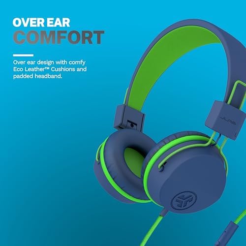 Experience Superior Sound with JLab JBuddies Studio On-Ear Kids Headphones – Safe Volume Limiter, Adjustable & Folding Design, Noise Isolation, Built-in Mic for Toddler Audio Enjoyment (Graphite/Blue) – Perfect for Home, School, and Travel