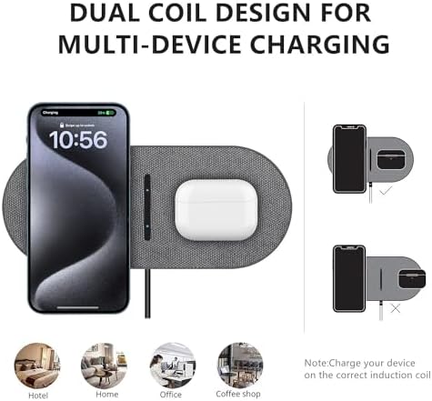 40 W Dual Fast Wireless Charging Pad – Efficient 20 W Charging for i Phone 16-11, Air Pods & Samsung Galaxy – Sleek Design for Home & Office Use – Versatile Charging Station with Enhanced Compatibility and Speed