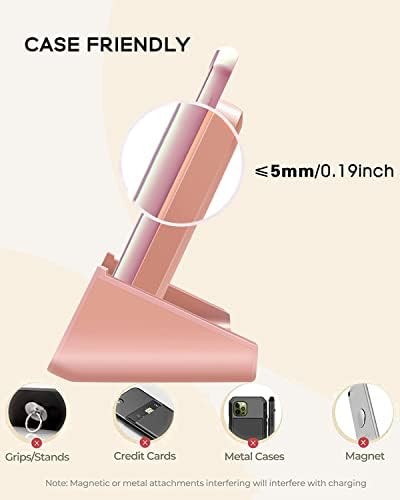YUWISS Elegant Rose Gold Wireless Charging Stand – Fast 10 W/7.5 W/5 W Cordless Charger for i Phone 14/13/12/11 Pro Max & Samsung Galaxy S22/S21/S9/S8 – Stylish Design with Advanced Safety Features for Effortless Charging Experience