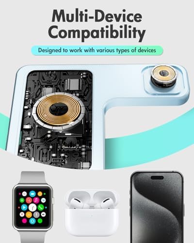 3-in-1 Wireless Charging Station for Apple Devices: Fast Charging Stand for i Phone 16-11, Apple Watch Series 10-3, and Air Pods Pro 4-2 – Sleek, Portable Design with Safety Features – Perfect Gift for Tech Lovers and Remote Workers
