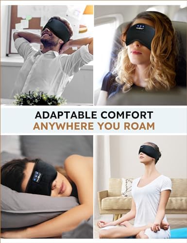 Transform Your Sleep Experience with the MUSICOZY Bluetooth Sleep Mask – Premium Wireless Eye Cover Featuring Built-In Earbuds for Ultimate Comfort, Perfect for Side Sleepers, Office Relaxation, and Travel – Advanced Bluetooth 5.4 Connectivity for Effortless Pairing and High-Quality Sound, Ideal Tech Gift for Anyone Seeking Restful Slumber.