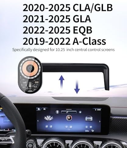 Wireless Charging car Phone Holder for Mercedes Benz CLA-Class 2020-2025/GLB-Class 2020-2025 GLA-Class 2021-2025/A-Class 2019-2022/EQB 2022-2025 Accessories 10.25 inch Screen Fixed Clip – Enhanced Compatibility and Speed