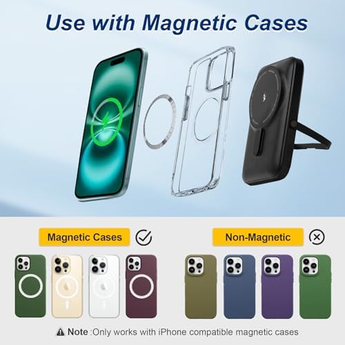 Magnetic Wireless Power Bank 10,000 m Ah with Foldable Stand: Fast Charging Battery Pack for i Phone 12-16 Series – Compact Travel Essential with LED Display and Enhanced Compatibility for Business and Leisure Use