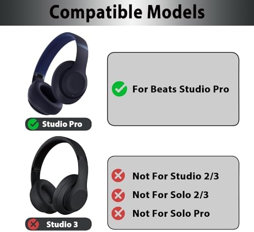 Elevate Your Beats Studio Pro Wireless Headphones with Premium Cooling Gel Replacement Earpads – Soft Protein Leather & Adaptive High-Density Memory Foam for Unmatched Comfort and Sound Isolation – Innovative Design in Sleek Black for Extended Wear Performance