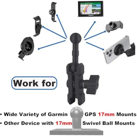 17 mm Ball Mount Extension Arm – Versatile Double Socket Design for 360° Swivel, Ideal Aluminum Accessory for Garmin GPS & Phone Holders, Enhances Car Vent/Dash/Suction Cup Mounting Experience with Optimal Adjustability and Stability
