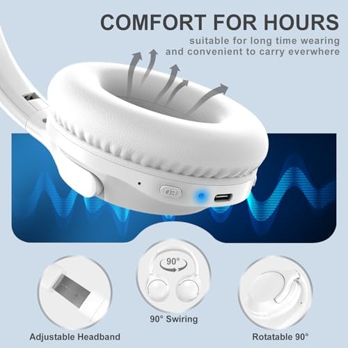 MIDOLA Hi-Fi Bluetooth Over-Ear Headphones – 68-Hour Playtime, Foldable Design for Ultimate Portability, Deep Bass with 6 Custom EQ Modes, Integrated Microphone for Crystal Clear Calls – Perfect for Travel and Home Office Use