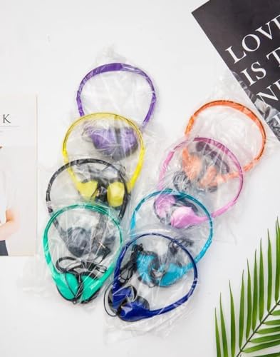 Vibrant 16 Pack Wired Headphones for Classrooms – Comfortable On-Ear Earphones in 8 Colorful Styles, Individually Packaged for Hygiene, Perfect for Student Engagement and Group Learning Activities