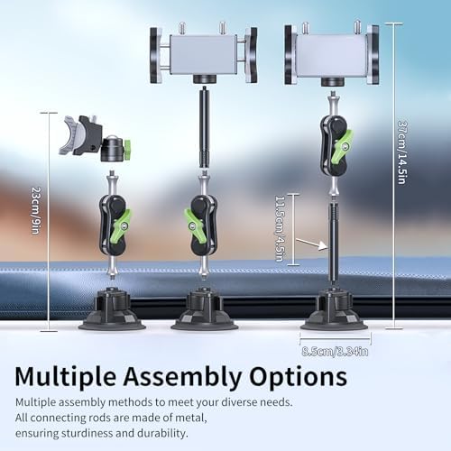 Car Phone Holder-Phone Mount for Car Windshield & Truck-Holder with 360° Rotating Metal Arm-Mount with Super Stable Suction Cup for All Vehicles – Enhanced Compatibility and Speed