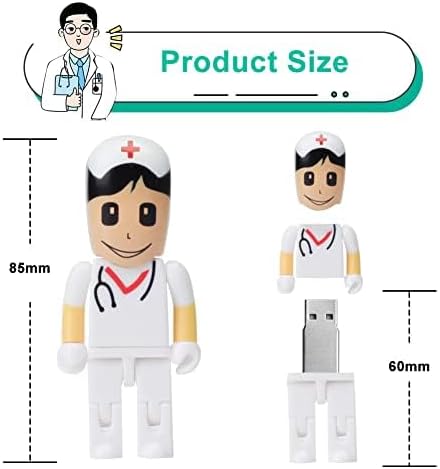 Charming Cartoon Nurse 64 GB USB Flash Drive – Adorable Pink Thumb Drive for Effortless Data Storage, USB 2.0 Compatible Memory Stick for Professionals and Students Alike