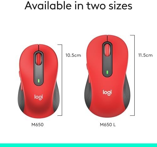 Logitech Signature M650 L Wireless Mouse for Large Hands – Ergonomic Comfort, 2-Year Battery Life, Silent Click Technology, Customizable Functions, Bluetooth Compatible with PC/Mac/Chromebook – Elegant Off White Finish for Professional & Casual Use