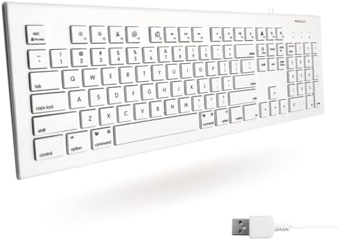 Upgrade Your Typing Experience with the Macally Full Size USB Wired Keyboard – Seamlessly Compatible with Mac and PC, Featuring 15 Essential Shortcut Keys for Effortless Navigation and Enhanced Productivity, Perfect for Macbook Pro, Air, i Mac and More – Plug & Play Convenience for Hassle-Free Setup and Long-Lasting Durability