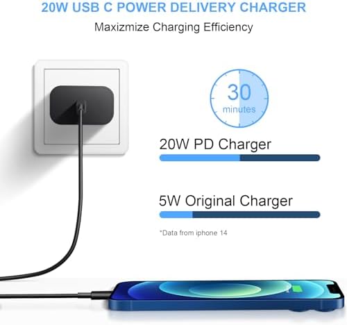 10 Ft i Phone Fast Charger 2-Pack – 20 W Super Fast Charging Cables for i Phone 14/13/12/11 Pro Max, Plus, Mini, and i Pad – Enhanced Durability, Flexibility, and Rapid Power Delivery for Ultimate Convenience