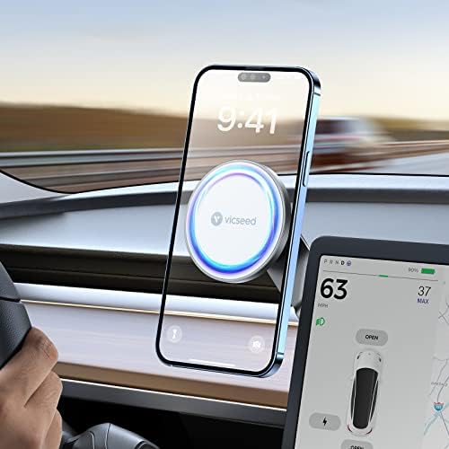 VICSEED Tesla Phone Mount – Ultimate Magnetic Holder for Model 3/Y/Cybertruck – Foldable and Sleek Design for All Phones Including Mag Safe – Secure, Stylish, and Tool-Free Installation for Enhanced Driving Safety and Convenience